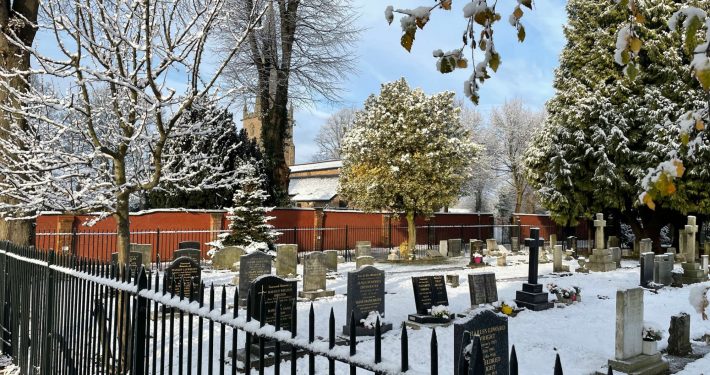 cemetery in the snow